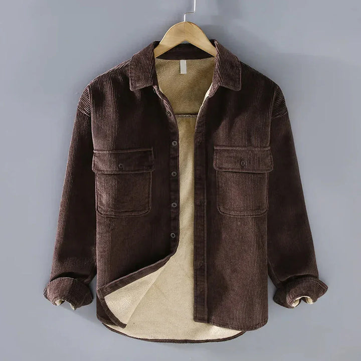 Koszula sztruksowa: Ciepła vintage casual męska koszula