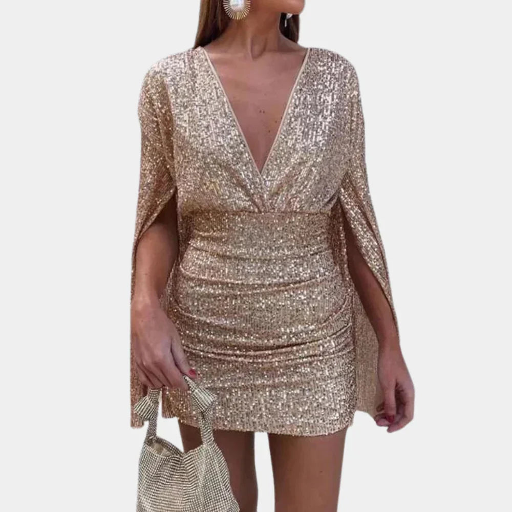Sukienka Glamour z Błyszczącymi Detalami