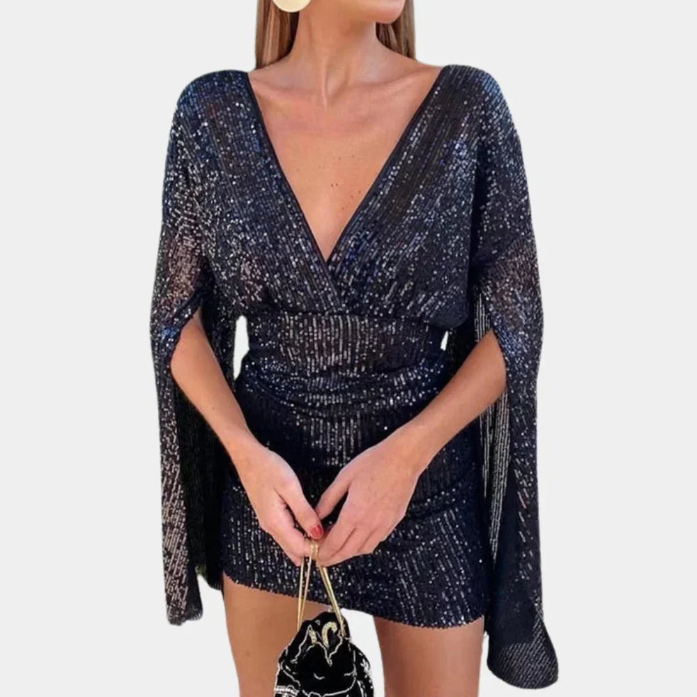 Sukienka Glamour z Błyszczącymi Detalami