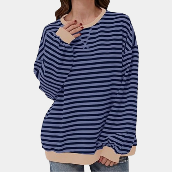 Oversized Striped Long Sleeve T-Shirt dla Kobiet