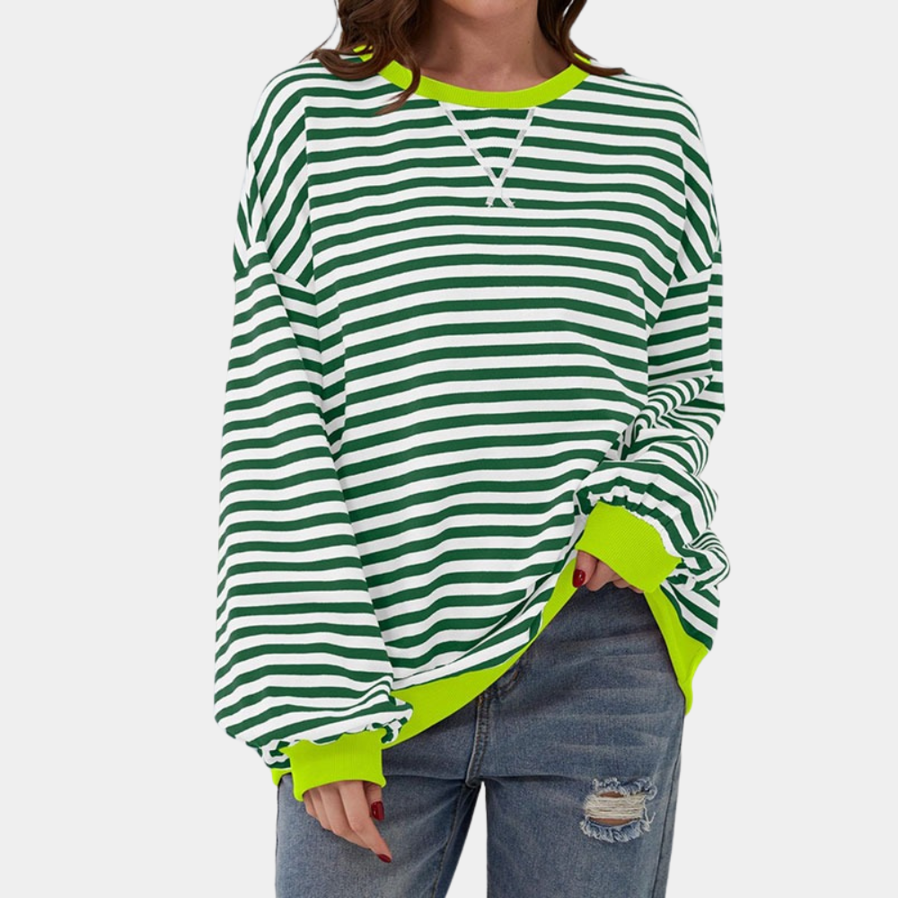 Oversized Striped Long Sleeve T-Shirt dla Kobiet