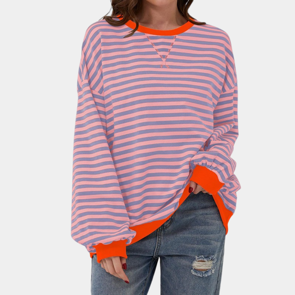 Oversized Striped Long Sleeve T-Shirt dla Kobiet