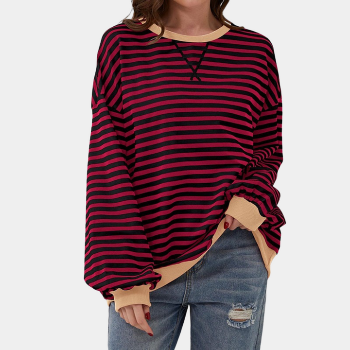 Oversized Striped Long Sleeve T-Shirt dla Kobiet