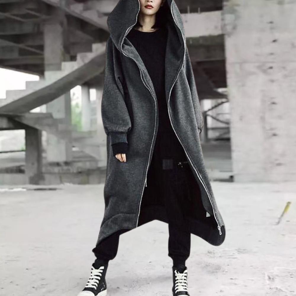 Oversized Kurtka Damska z Kapturem i Zamkiem – Przytulna Elegancja na Każdą Porę Roku