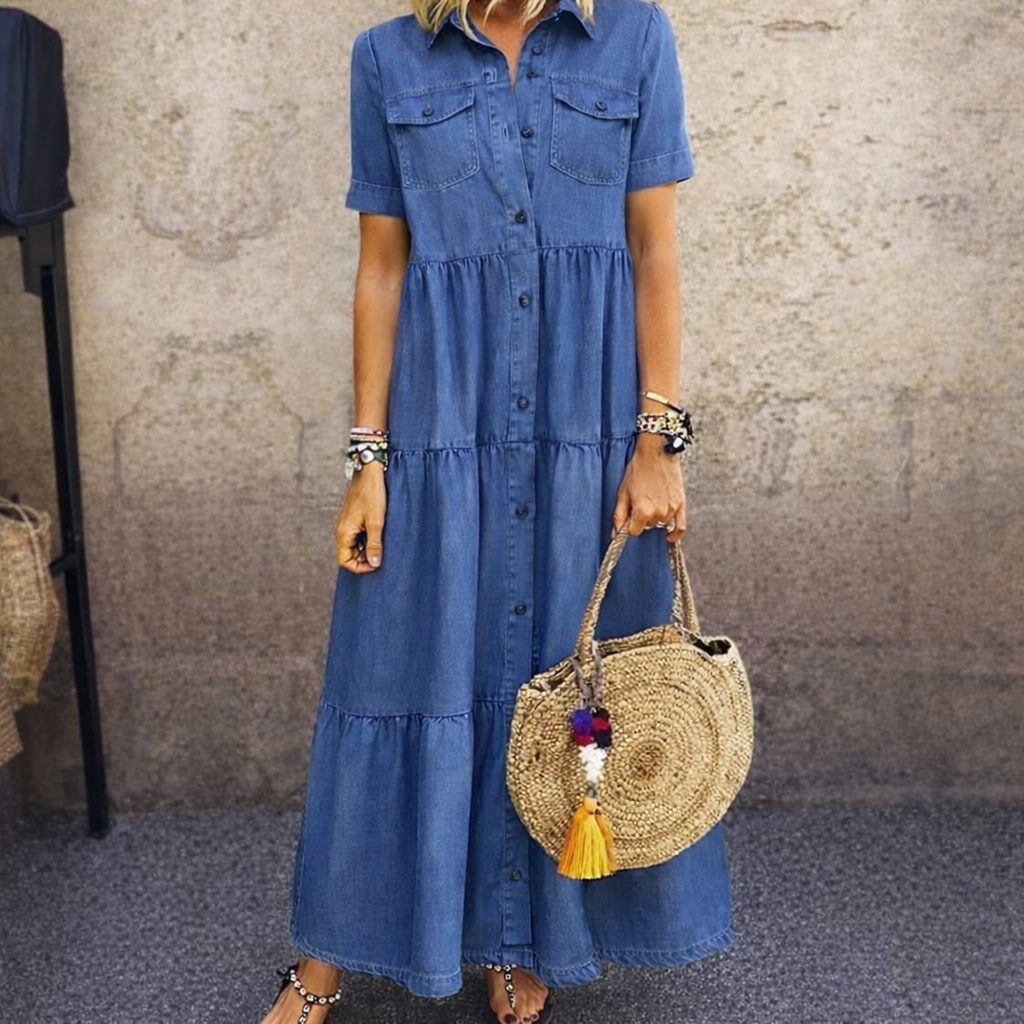 Sukienka midi z nadrukiem jeansowym