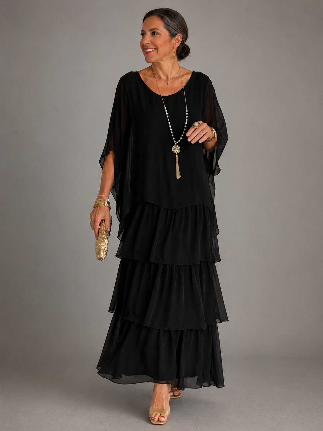 Elegancka, zwiewna sukienka maxi