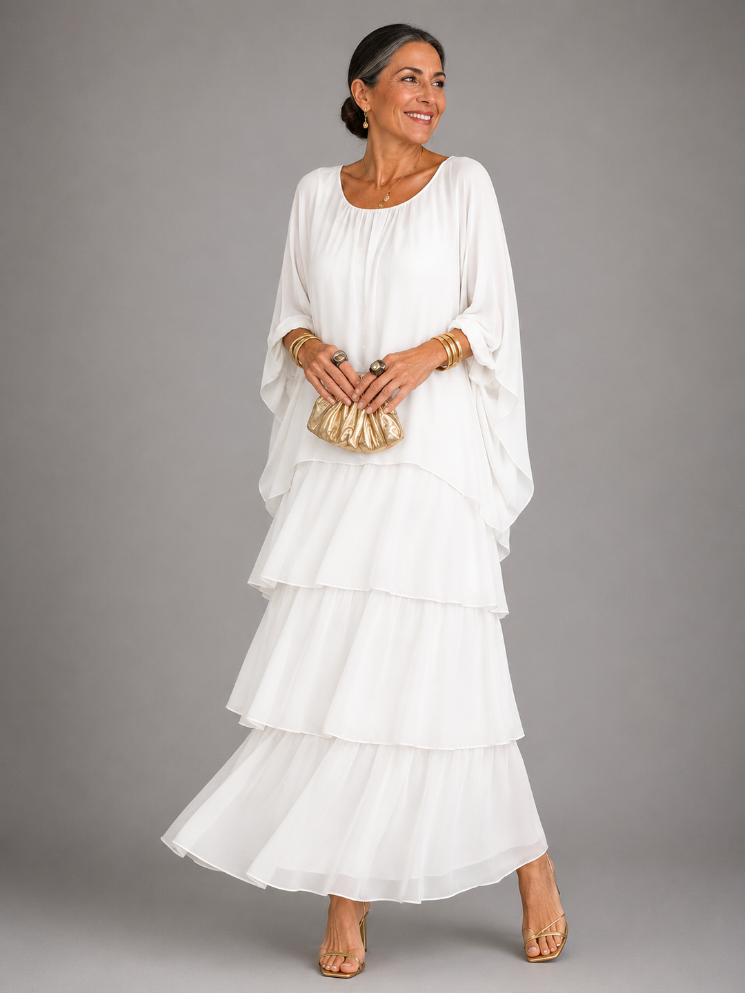 Elegancka, zwiewna sukienka maxi