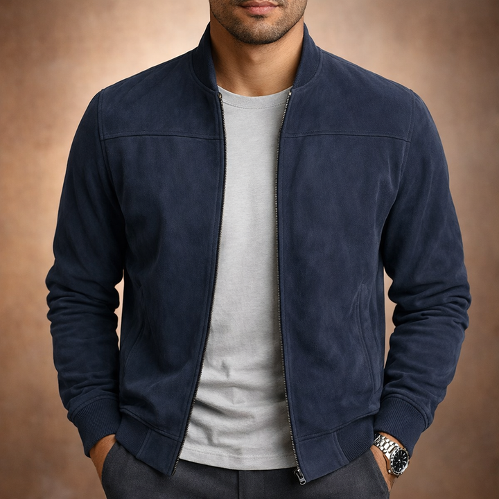 Męska kurtka bomber w wyglądzie zamszu – lekka kurtka smart casual