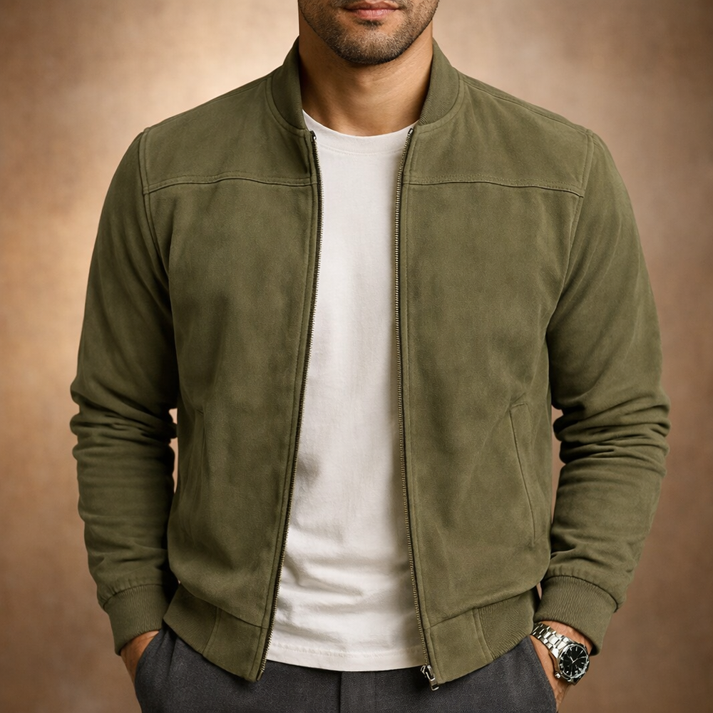 Męska kurtka bomber w wyglądzie zamszu – lekka kurtka smart casual