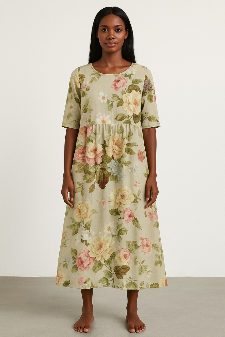 Kobieca Khaki Midi Sukienka