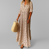 Kobieta Vintage Print Lekka Bawełniana Sukienka Maxi