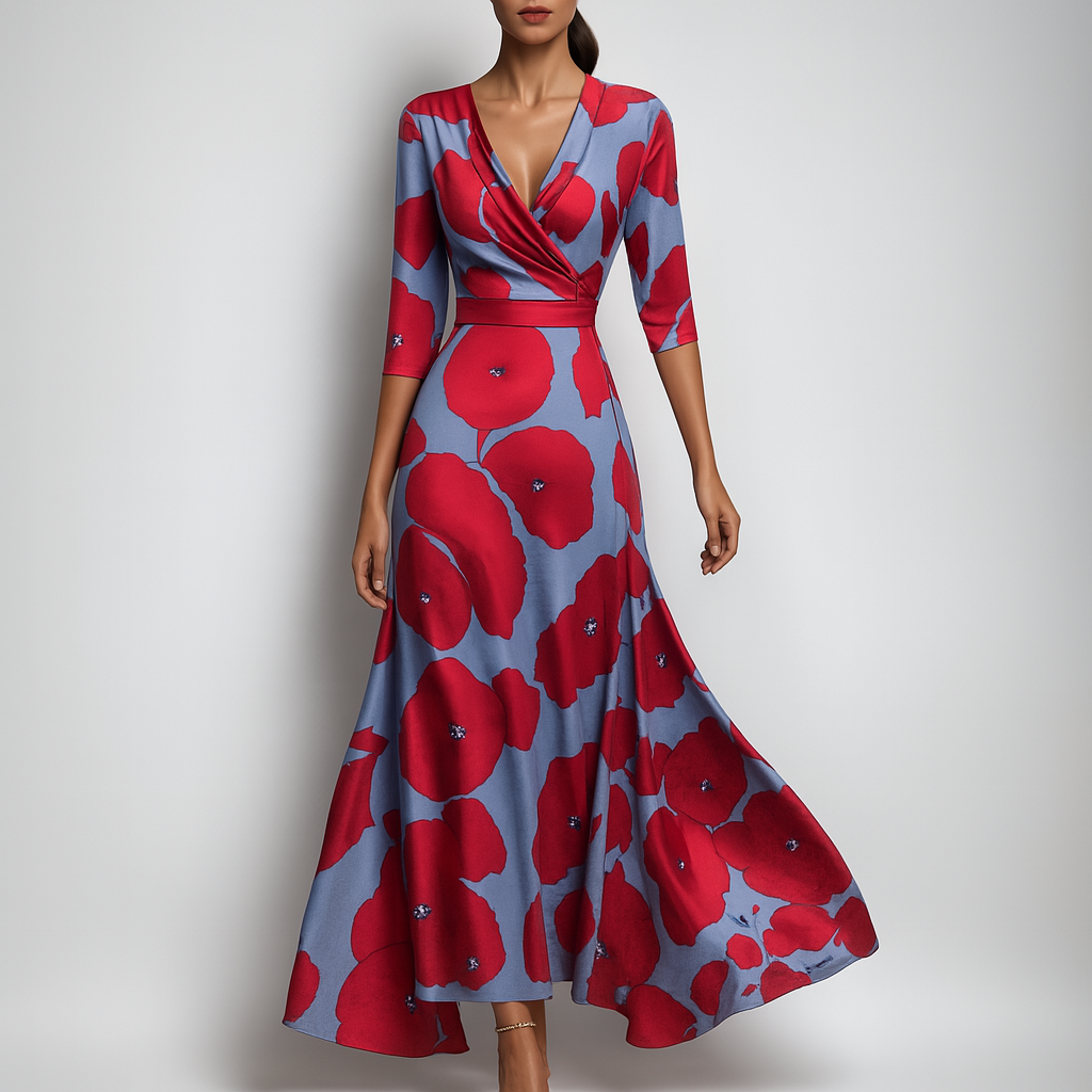 Letnia Boho Sukienka Maxi z Dekoltem V