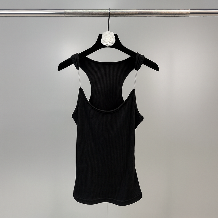 Damski Niewidoczny Ramie Ribbed Top