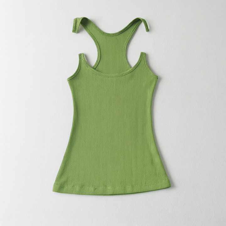 Damski Niewidoczny Ramie Ribbed Top