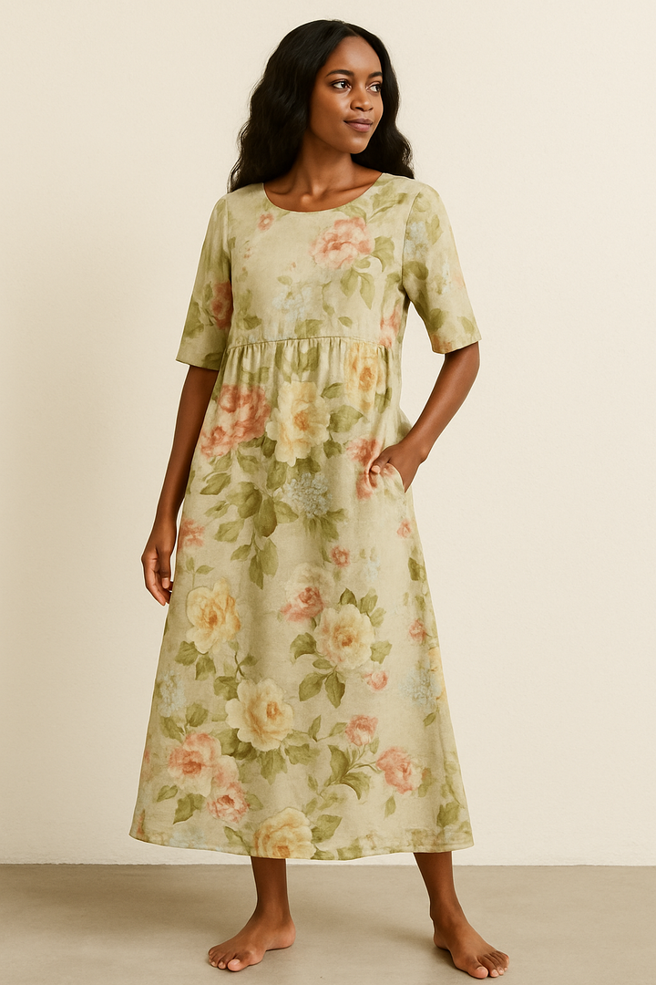 Kobieca Khaki Midi Sukienka