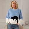 Sweter oversize z nadrukiem kota