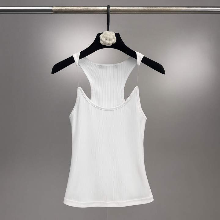 Damski Niewidoczny Ramie Ribbed Top