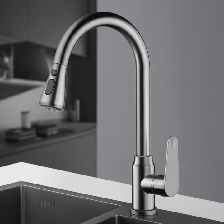 SWIVELUX – Elegancka bateria kuchenna z funkcją wyciągania i obrotem o 360°