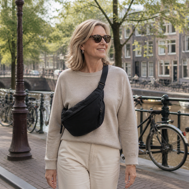 Torebka na ramię – regulowany pasek, nylonowa torba crossbody z wieloma kieszeniami