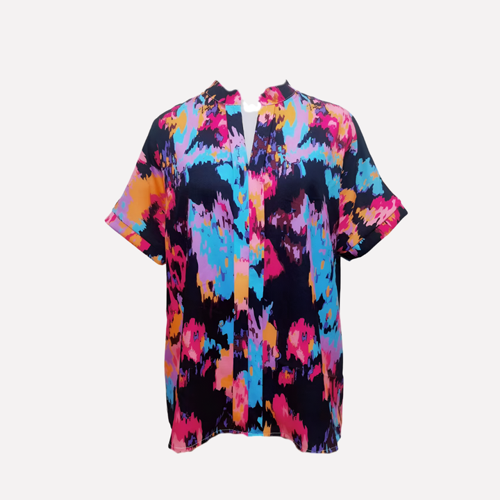 Kobieta Casual V-Neck Bluzka z Wzorem Paisley i Opadającymi Rękawami