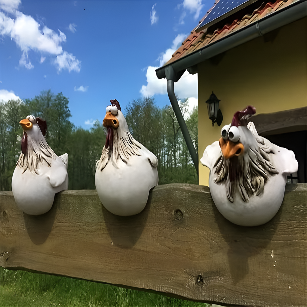 Kapryśne Koguty Ozdoby Ogrodowe