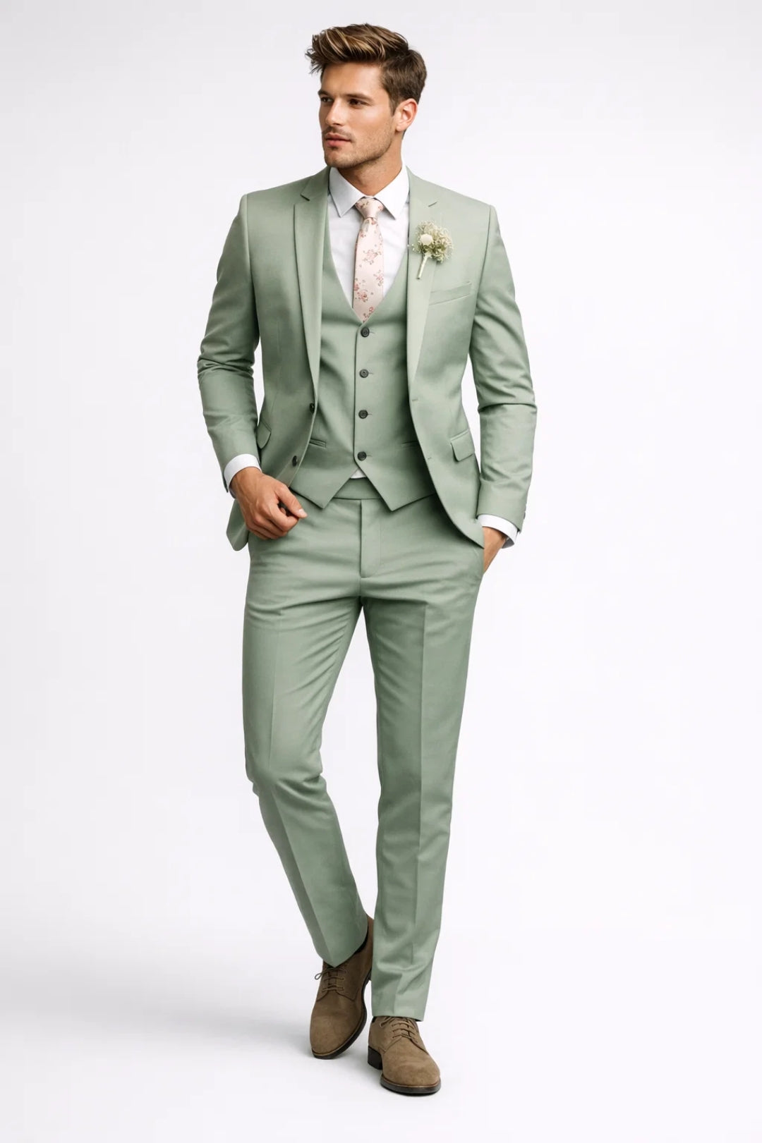 Męski garnitur trzyczęściowy slim fit – marynarka, kamizelka i spodnie