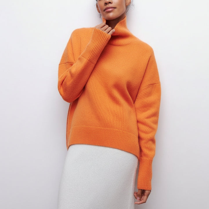 Damska bluza oversize z golfem | Luźny model z długim rękawem