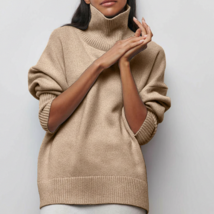 Damska bluza oversize z golfem | Luźny model z długim rękawem