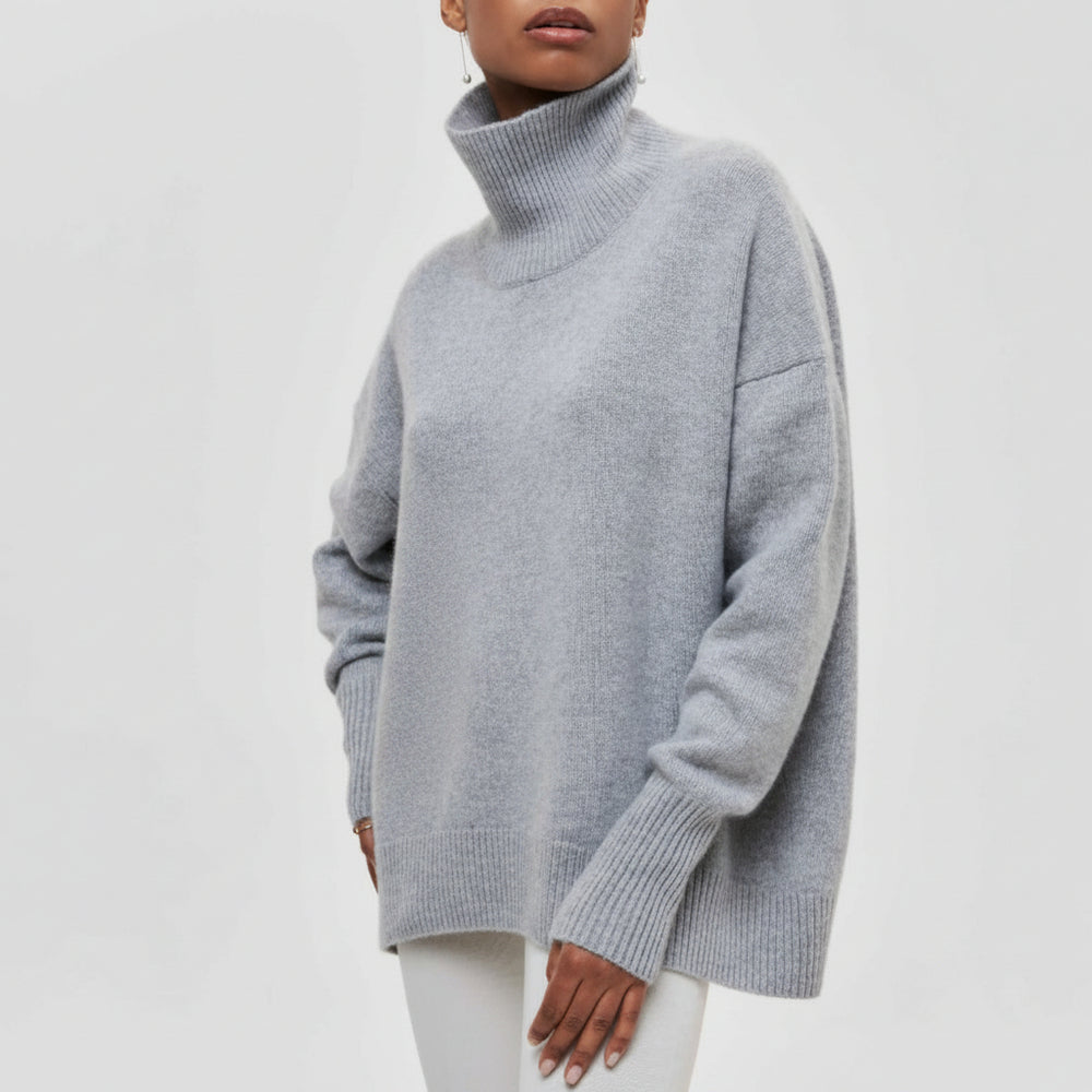 Damska bluza oversize z golfem | Luźny model z długim rękawem