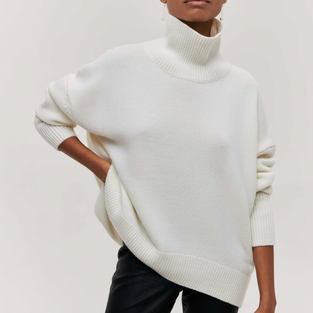 Damska bluza oversize z golfem | Luźny model z długim rękawem