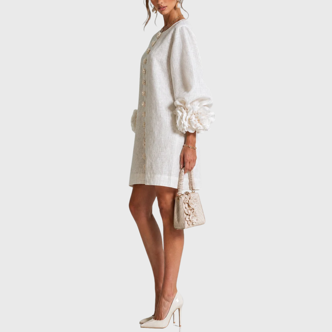 Elegancka sukienka mini z bufiastymi rękawami