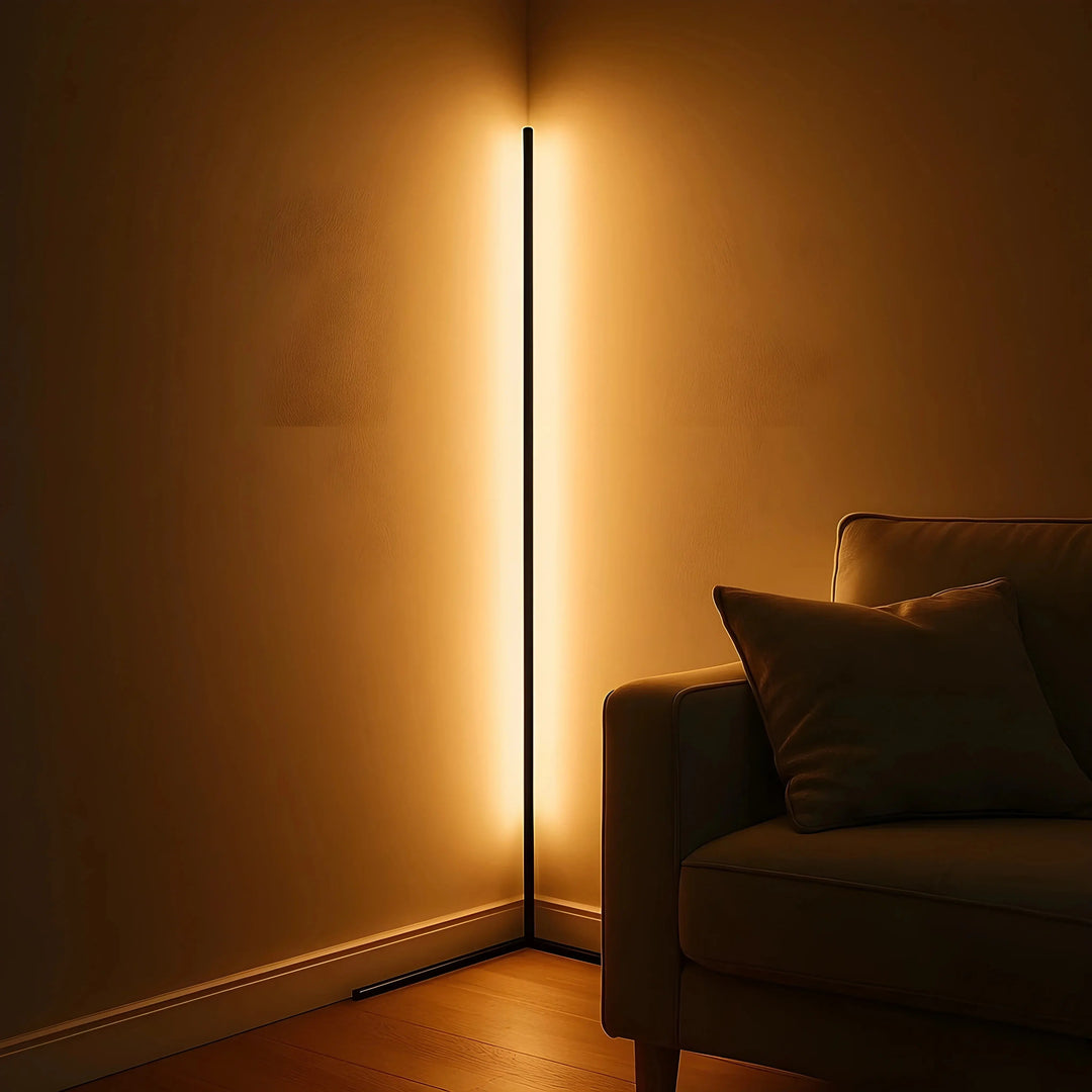 Ściemnialna narożna lampa stojąca LED z pilotem