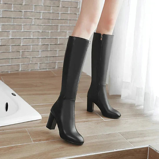 Kobiece Buty na Obcasie do Kolan z Zamkiem
