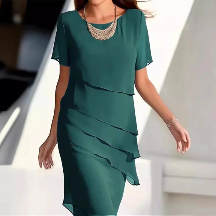 Luksusowa sukienka midi z chiffonu dla kobiet