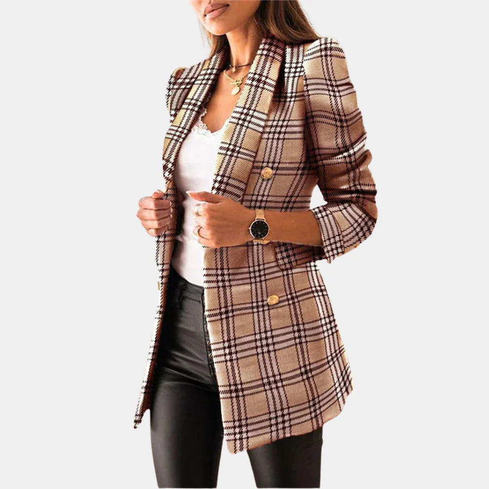 Stylowy damski blazer z klasycznym wzorem w kratkę