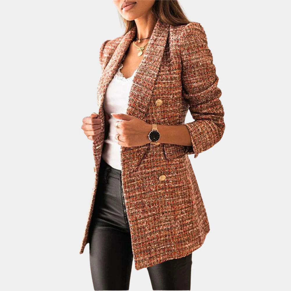 Stylowy damski blazer z klasycznym wzorem w kratkę
