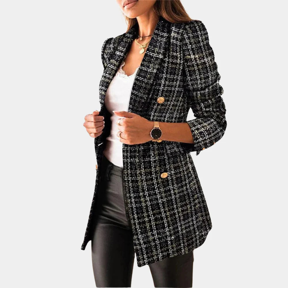 Stylowy damski blazer z klasycznym wzorem w kratkę