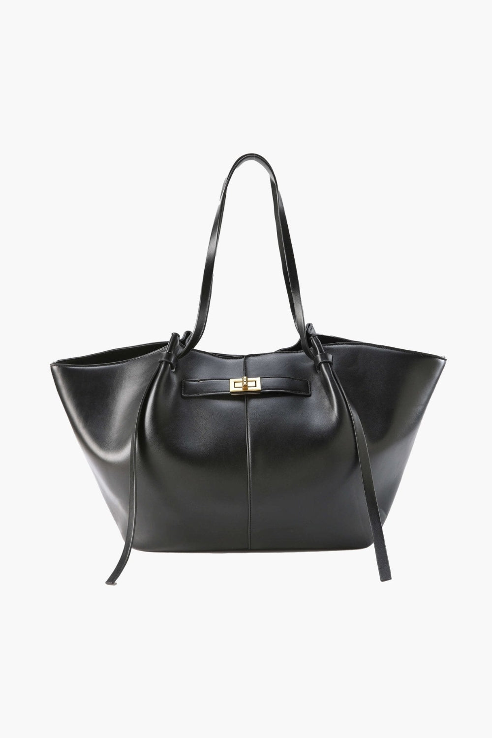 Skórzana torba shopper na co dzień z ozdobnym zapięciem z przodu.