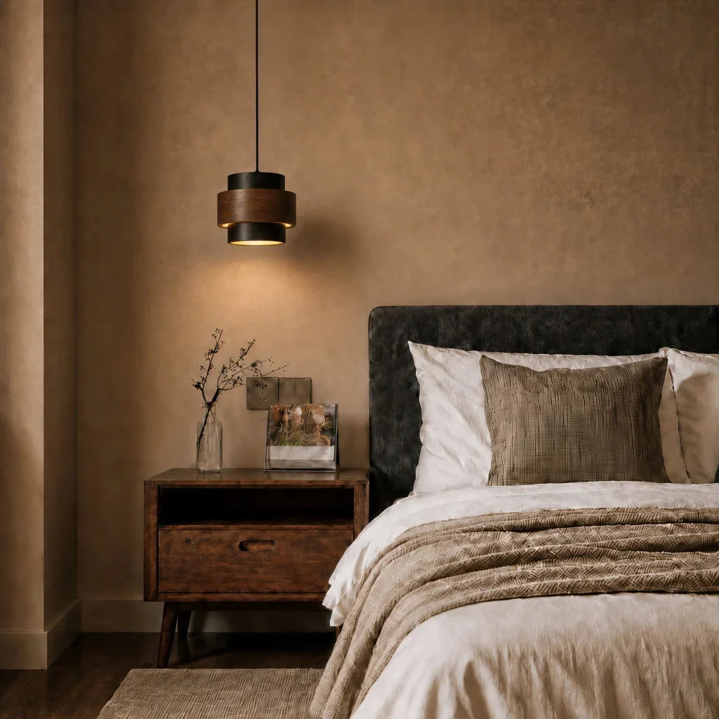Orvina Wabi-Sabi Lampa Wisząca z Naturalnego Trawertynu w Kształcie Cylindra - Wyspa Kuchenna Japandi