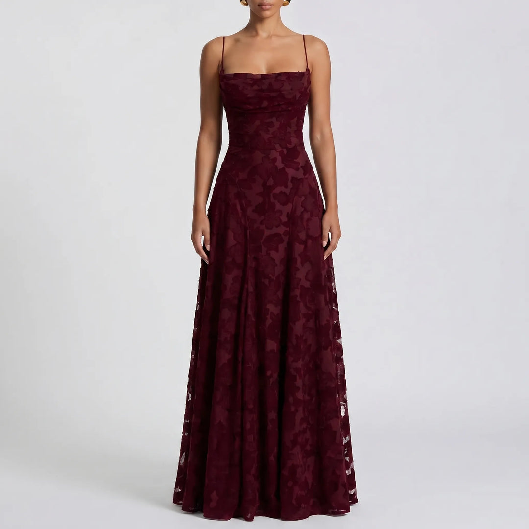FlorielleFloral Textured Maxi Dress With Thin Straps
