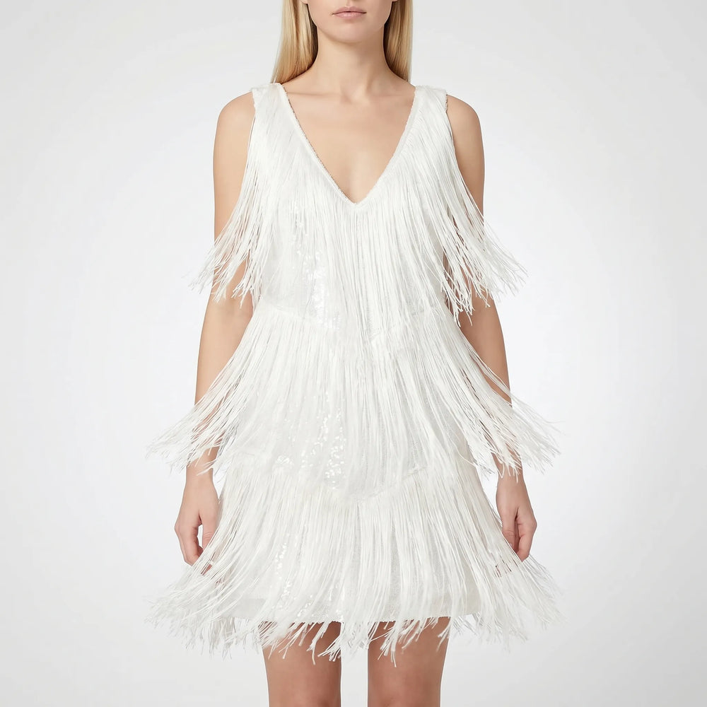 FrinjellaSleeveless Fringe Mini Dress