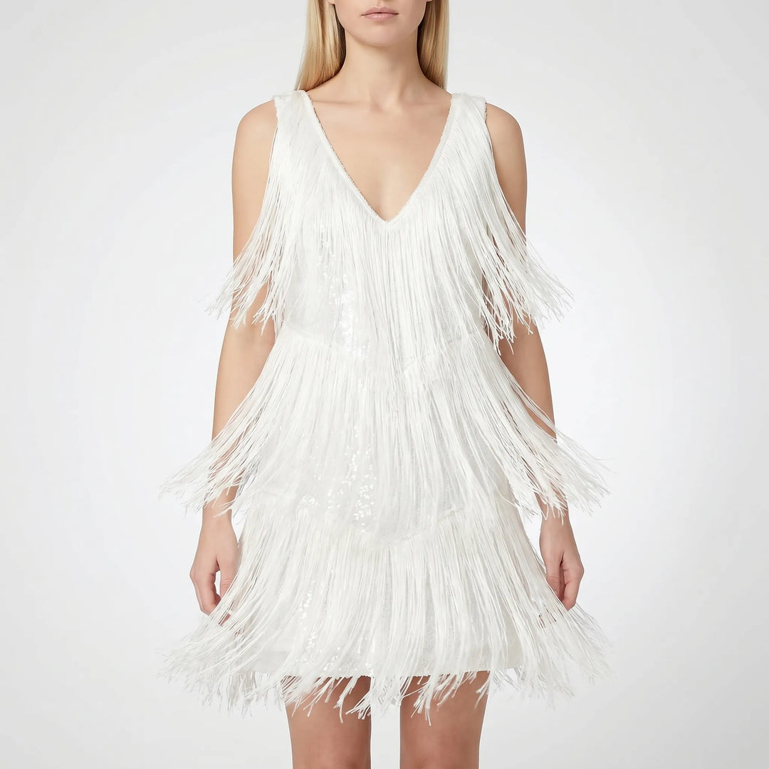 FrinjellaSleeveless Fringe Mini Dress