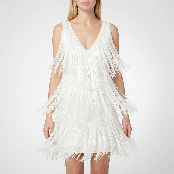 FrinjellaSleeveless Fringe Mini Dress