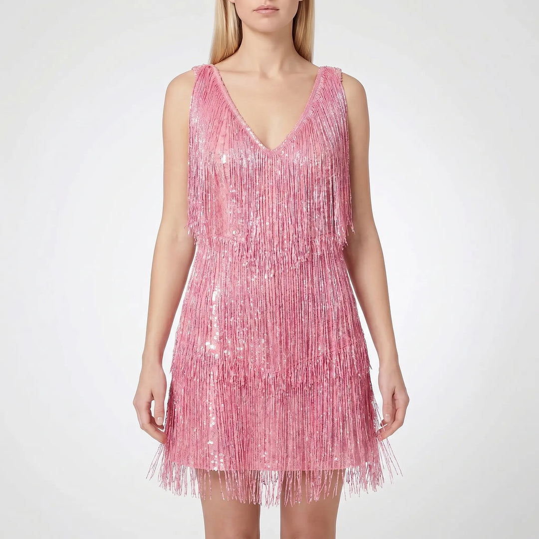 FrinjellaSleeveless Fringe Mini Dress