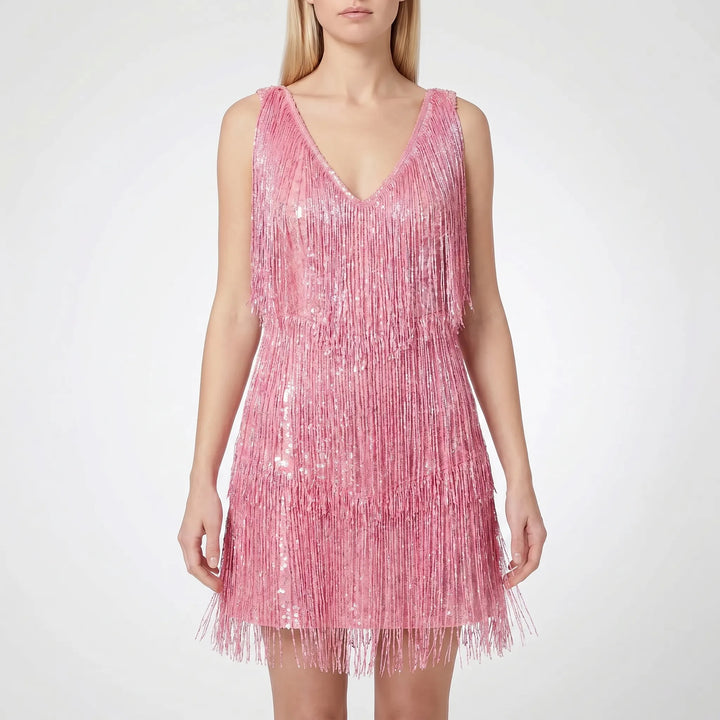 FrinjellaSleeveless Fringe Mini Dress