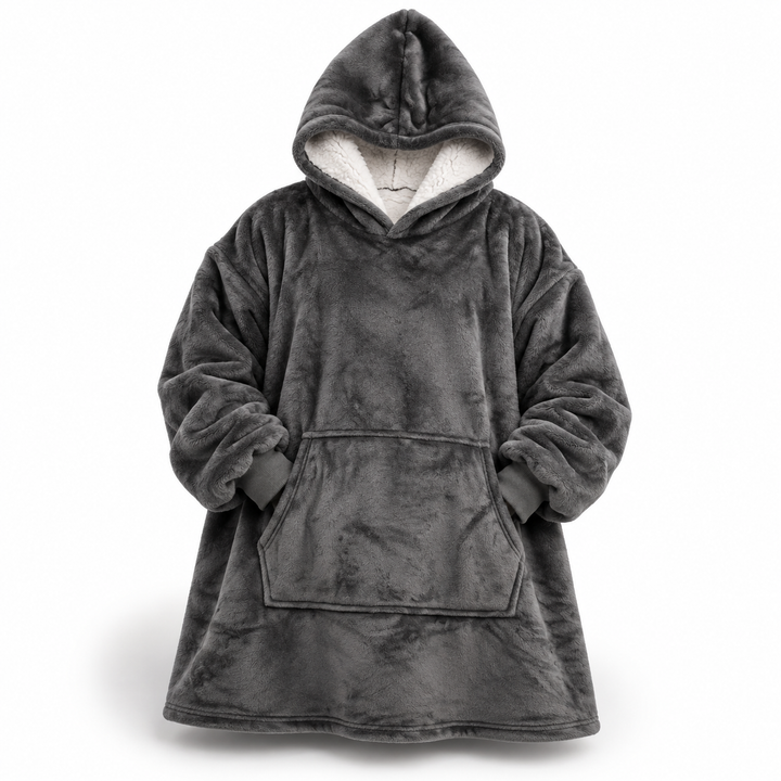 Ultramiękki koc z kapturem Sherpa oversize (z kieszenią)