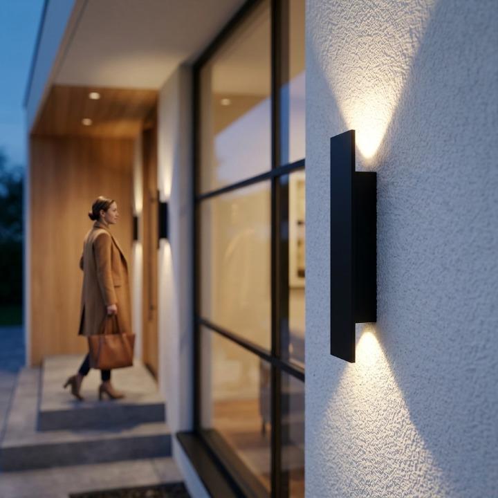 Zewnętrzna lampa ścienna LED ze światłem w górę i w dół – odporna na warunki atmosferyczne, stopień ochrony IP65