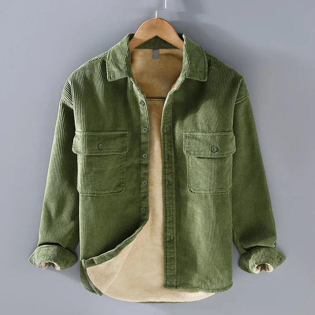 Koszula sztruksowa: Ciepła vintage casual męska koszula