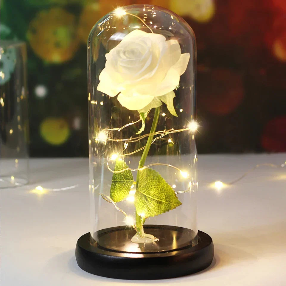 CrystalAura LED Rose Dome | Elegancka Podświetlana Róża do Dekoracji Ślubnych i Okolicznościowych