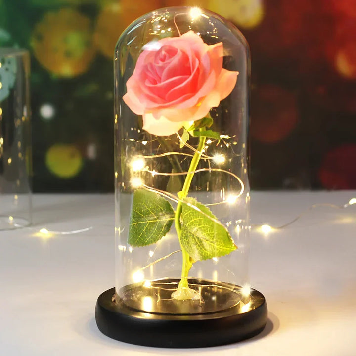 CrystalAura LED Rose Dome | Elegancka Podświetlana Róża do Dekoracji Ślubnych i Okolicznościowych